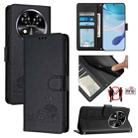For Oukitel C37 Cat Rat Embossed Pattern RFID Leather Phone Case with Lanyard(Black) - 1