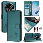 For Oukitel C37 Cat Rat Embossed Pattern RFID Leather Phone Case with Lanyard(Peacock Green) - 1