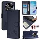 For Oukitel C37 Cat Rat Embossed Pattern RFID Leather Phone Case with Lanyard(Blue) - 1