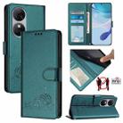 For Oukitel C38 Cat Rat Embossed Pattern RFID Leather Phone Case with Lanyard(Peacock Green) - 1
