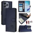 For Oukitel C51 Cat Rat Embossed Pattern RFID Leather Phone Case with Lanyard(Blue) - 1