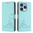 For Oukitel C50 Cat Rat Embossed Pattern RFID Leather Phone Case with Lanyard(Mint Green) - 2