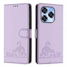 For Oukitel C50 Cat Rat Embossed Pattern RFID Leather Phone Case with Lanyard(Purple) - 2