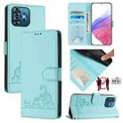 For Oukitel C53 Cat Rat Embossed Pattern RFID Leather Phone Case with Lanyard(Mint Green) - 1