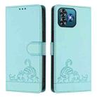 For Oukitel C53 Cat Rat Embossed Pattern RFID Leather Phone Case with Lanyard(Mint Green) - 2