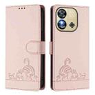 For Oukitel C57s Cat Rat Embossed Pattern RFID Leather Phone Case with Lanyard(Pink) - 2