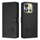 For Oukitel C57s Cat Rat Embossed Pattern RFID Leather Phone Case with Lanyard(Black) - 2