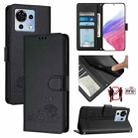 For ZTE Blade V50 Vita Cat Rat Embossed Pattern RFID Leather Phone Case with Lanyard(Black) - 1