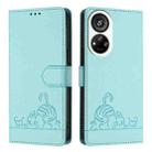 For ZTE Blade V40s Cat Rat Embossed Pattern RFID Leather Phone Case with Lanyard(Mint Green) - 2