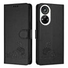 For ZTE Blade V40s Cat Rat Embossed Pattern RFID Leather Phone Case with Lanyard(Black) - 2