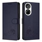 For ZTE Blade V40s Cat Rat Embossed Pattern RFID Leather Phone Case with Lanyard(Blue) - 2