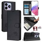 For ZTE Blade V60 / Axon 60 4G Cat Rat Embossed Pattern RFID Leather Phone Case with Lanyard(Black) - 1