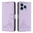 For ZTE Blade V60 / Axon 60 4G Cat Rat Embossed Pattern RFID Leather Phone Case with Lanyard(Purple) - 2