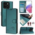 For ZTE Blade A35 / A55 Cat Rat Embossed Pattern RFID Leather Phone Case with Lanyard(Peacock Green) - 1