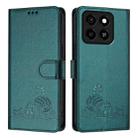 For ZTE Blade A35 / A55 Cat Rat Embossed Pattern RFID Leather Phone Case with Lanyard(Peacock Green) - 2