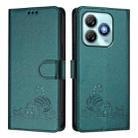 For ZTE Blade A75 4G Cat Rat Embossed Pattern RFID Leather Phone Case with Lanyard(Peacock Green) - 2