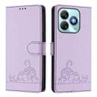 For ZTE Blade A75 4G Cat Rat Embossed Pattern RFID Leather Phone Case with Lanyard(Purple) - 2