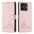 For ZTE Blade V60 Design Cat Rat Embossed Pattern RFID Leather Phone Case with Lanyard(Pink) - 2