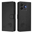 For ZTE Blade V60 Design Cat Rat Embossed Pattern RFID Leather Phone Case with Lanyard(Black) - 2