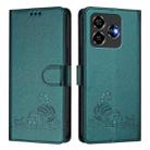 For ZTE Blade V60 Design Cat Rat Embossed Pattern RFID Leather Phone Case with Lanyard(Peacock Green) - 2
