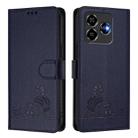 For ZTE Blade V60 Design Cat Rat Embossed Pattern RFID Leather Phone Case with Lanyard(Blue) - 2