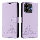 For ZTE Blade V60 Design Cat Rat Embossed Pattern RFID Leather Phone Case with Lanyard(Purple) - 2