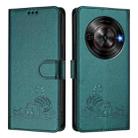 For ZTE Blade A75 5G Cat Rat Embossed Pattern RFID Leather Phone Case with Lanyard(Peacock Green) - 2