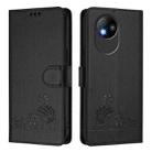 For ZTE Blade A35 Lite Cat Rat Embossed Pattern RFID Leather Phone Case with Lanyard(Black) - 2