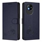 For ZTE Blade A35 Lite Cat Rat Embossed Pattern RFID Leather Phone Case with Lanyard(Blue) - 2