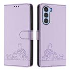For ZTE nubia S 5G A403ZT Cat Rat Embossed Pattern RFID Leather Phone Case with Lanyard(Purple) - 2