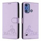 For ZTE Blade A53 Pro Cat Rat Embossed Pattern RFID Leather Phone Case with Lanyard(Purple) - 2