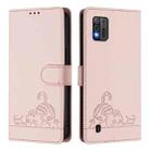 For ZTE Blade A52 Lite Cat Rat Embossed Pattern RFID Leather Phone Case with Lanyard(Pink) - 2