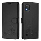 For ZTE Blade A52 Lite Cat Rat Embossed Pattern RFID Leather Phone Case with Lanyard(Black) - 2