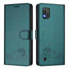 For ZTE Blade A52 Lite Cat Rat Embossed Pattern RFID Leather Phone Case with Lanyard(Peacock Green) - 2