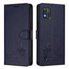 For ZTE Blade A52 Lite Cat Rat Embossed Pattern RFID Leather Phone Case with Lanyard(Blue) - 2