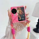 For OPPO Find N3 Flip Pearlescent Shell Texture Side Buckle Phone Case with Rainbow Bracelet(Pink) - 3