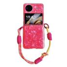 For vivo X Flip Pearlescent Shell Texture Side Buckle Phone Case with Rainbow Bracelet(Red) - 1