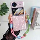 For vivo X Flip Pearlescent Shell Texture Side Buckle Phone Case with Rainbow Bracelet(Pink) - 2