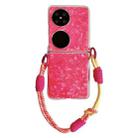 For Huawei Pocket 2 Pearlescent Shell Texture Side Buckle Phone Case with Rainbow Bracelet(Red) - 1