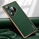 For Huawei Pura 70 Pro SULADA TPU + Litchi Texture Leather Phone Case(Green) - 1