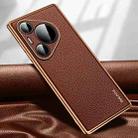 For Huawei Pura 70 Pro SULADA TPU + Litchi Texture Leather Phone Case(Brown) - 1