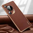 For Huawei Pura 70 Ultra SULADA TPU + Litchi Texture Leather Phone Case(Brown) - 1