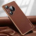 For Huawei Pura 70 SULADA TPU + Litchi Texture Leather Phone Case(Brown) - 1