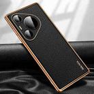 For Huawei Pura 70 SULADA TPU + Litchi Texture Leather Phone Case(Black) - 1
