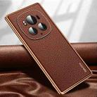 For Honor Magic6 Pro SULADA TPU + Litchi Texture Leather Phone Case(Brown) - 1