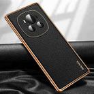 For Honor Magic6 SULADA TPU + Litchi Texture Leather Phone Case(Black) - 1