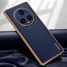 For Honor Magic5 Pro SULADA TPU + Litchi Texture Leather Phone Case(Blue) - 1