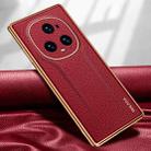 For Honor Magic5 Ultimate SULADA TPU + Litchi Texture Leather Phone Case(Red) - 1