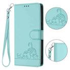 For iPhone 12 Pro Max Cat Rat Embossed Pattern RFID PU Phone Case with Wrist Strap(Mint Green) - 2