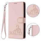 For iPhone 12 Pro Max Cat Rat Embossed Pattern RFID PU Phone Case with Wrist Strap(Pink) - 2